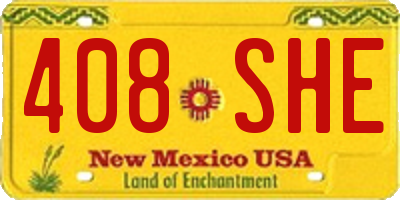 NM license plate 408SHE
