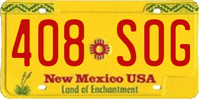 NM license plate 408SOG