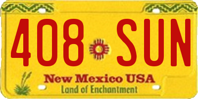 NM license plate 408SUN
