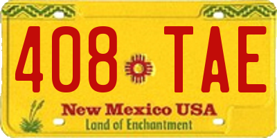 NM license plate 408TAE