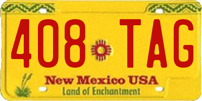 NM license plate 408TAG
