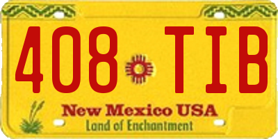 NM license plate 408TIB
