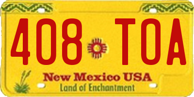 NM license plate 408TOA