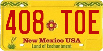 NM license plate 408TOE