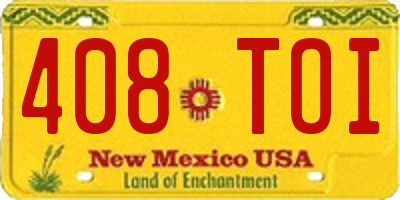 NM license plate 408TOI