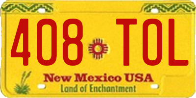NM license plate 408TOL