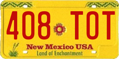 NM license plate 408TOT