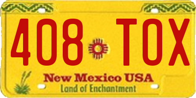 NM license plate 408TOX