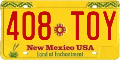 NM license plate 408TOY