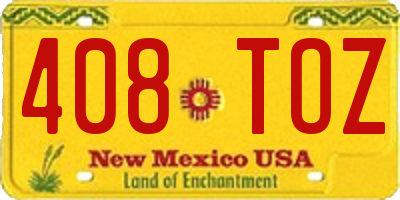 NM license plate 408TOZ