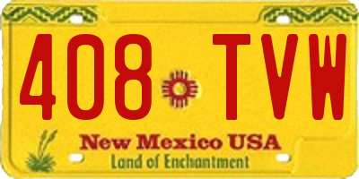 NM license plate 408TVW