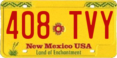 NM license plate 408TVY