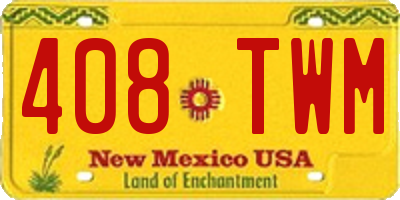 NM license plate 408TWM