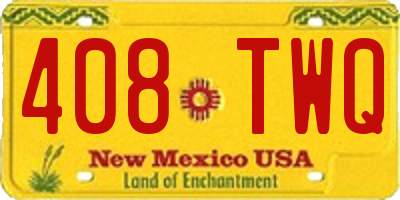 NM license plate 408TWQ