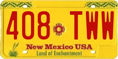 NM license plate 408TWW