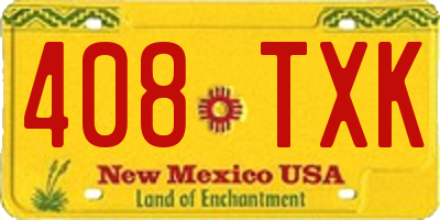 NM license plate 408TXK