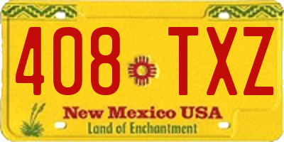 NM license plate 408TXZ