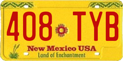 NM license plate 408TYB