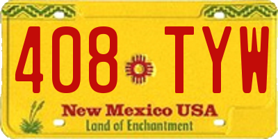 NM license plate 408TYW