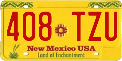 NM license plate 408TZU