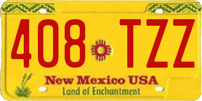 NM license plate 408TZZ