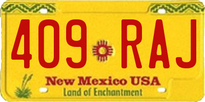 NM license plate 409RAJ