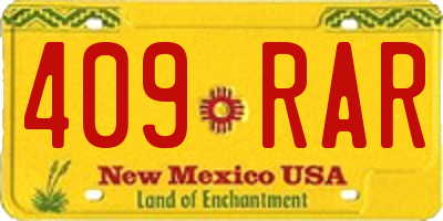 NM license plate 409RAR