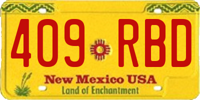 NM license plate 409RBD