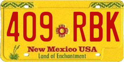NM license plate 409RBK