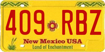 NM license plate 409RBZ