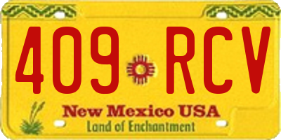 NM license plate 409RCV