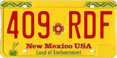 NM license plate 409RDF