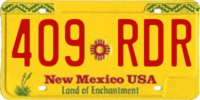 NM license plate 409RDR