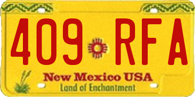 NM license plate 409RFA