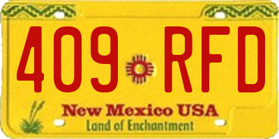 NM license plate 409RFD