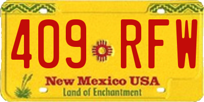 NM license plate 409RFW