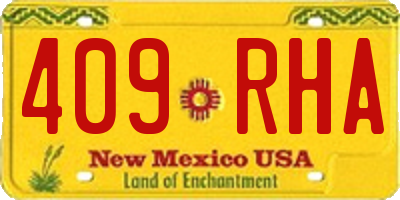 NM license plate 409RHA