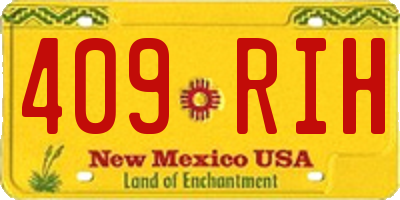 NM license plate 409RIH