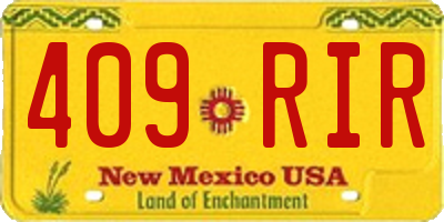 NM license plate 409RIR
