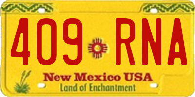 NM license plate 409RNA