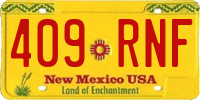NM license plate 409RNF