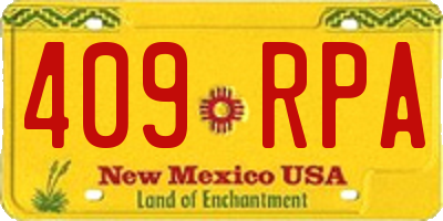 NM license plate 409RPA