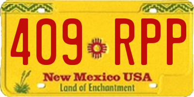 NM license plate 409RPP