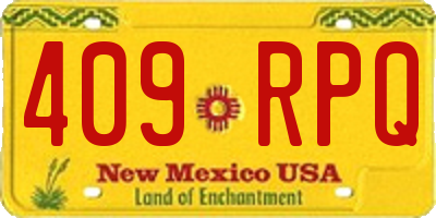 NM license plate 409RPQ