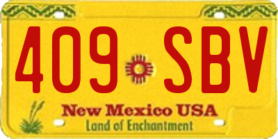 NM license plate 409SBV