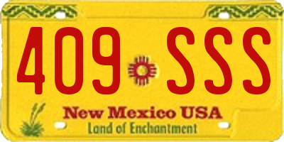 NM license plate 409SSS