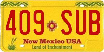 NM license plate 409SUB