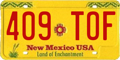 NM license plate 409TOF