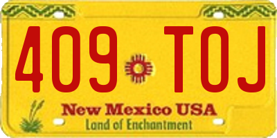 NM license plate 409TOJ