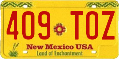 NM license plate 409TOZ